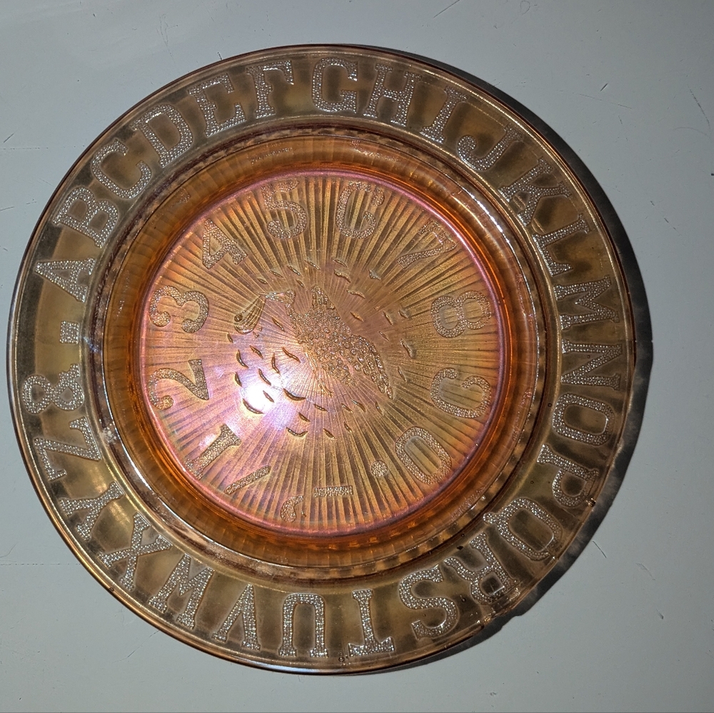 Vintage Alphabet Glass Plate - Amber